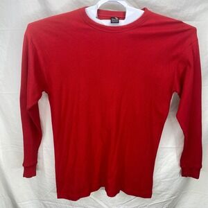 Sada Red Waffle Knit Long Sleeve Thermal Shirt Top Men's 2X Cotton